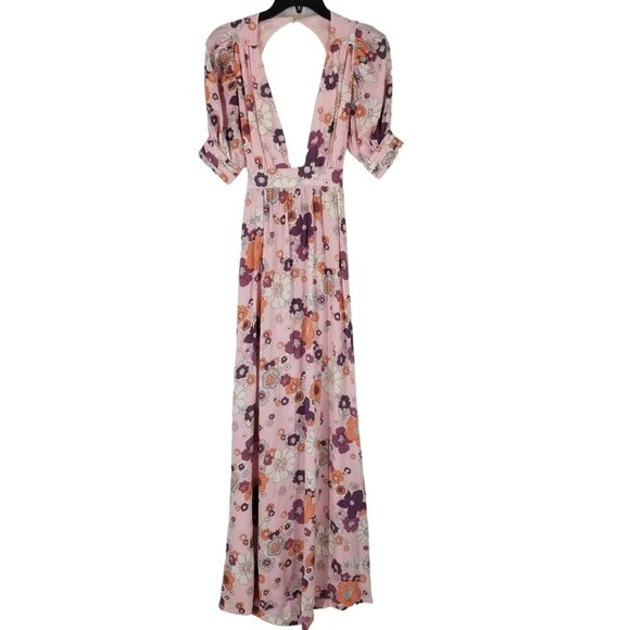 For Love & Lemons Maxi Dress Pink 70s Floral - Picture 7 of 15